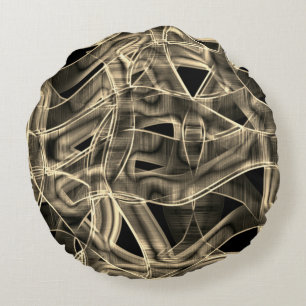 Coussins Ronds Rubans courbés beiges, lignes de relief contrastée