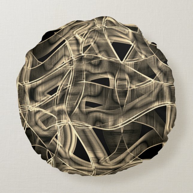 Coussins Ronds Rubans courbés beiges, lignes de relief contrastée (Dos)