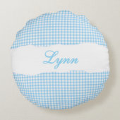 Coussins Ronds Rustic Blue Gingham Personalized Name (Dos)