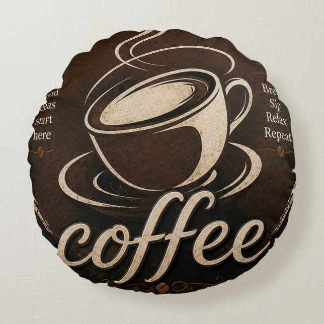 Coussins Ronds Rustic Coffee Bar Decor Gift (Devant)