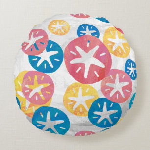 Coussins Ronds Sable Dollar Jaune Rouge Bleu Motif