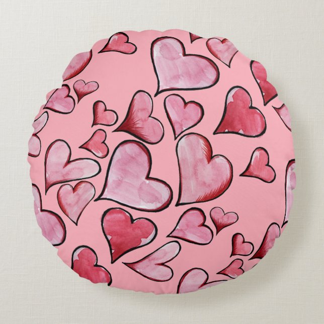 Coussins Ronds Saint Valentin Coeurs d'amour (Devant)