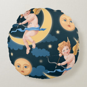 Coussins Ronds Saint Valentin, lune : motif sans soudure