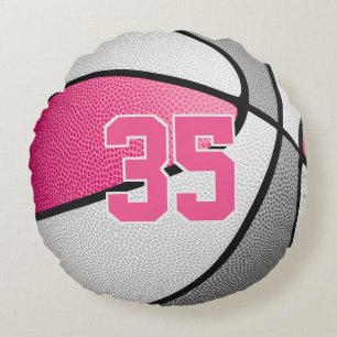 Coussins Ronds salle de sport fille de basket-ball rose gris