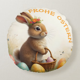 Coussins Ronds Salutations printanières du lapin de Pâques