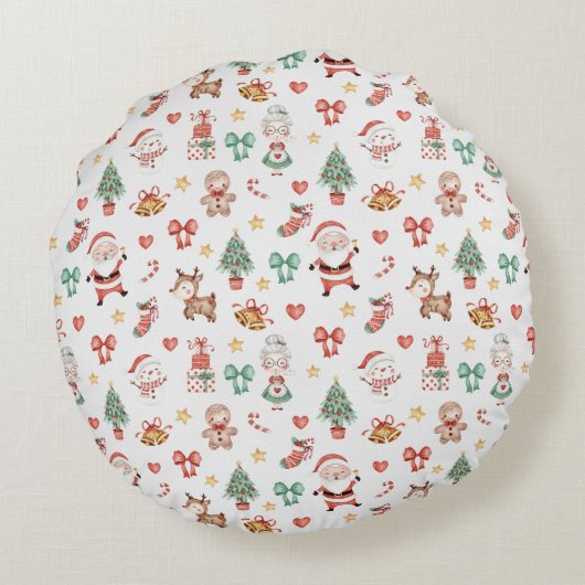Coussins Ronds Santa Claus Reindeer Snowman 1er Noël (Dos)
