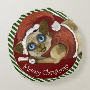 Coussins Ronds Santa Hat&Coat Christmas Kitty