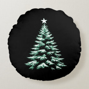 Coussins Ronds Sapin de Noël en détresse, rayures de poivre de me