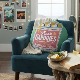 Coussins Ronds Sardine Côtière Fruits de Mer Funky