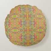 Coussins Ronds Sari indien look médaillons d'art abstrait brr ver (Devant)