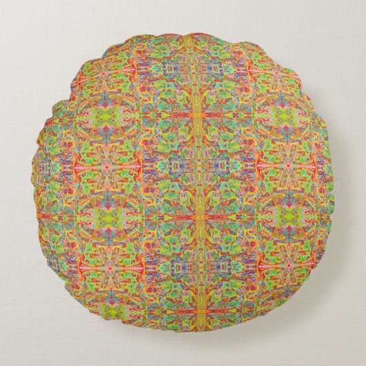 Coussins Ronds Sari indien look médaillons d'art abstrait brr ver (Devant)