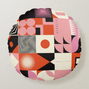 Coussins Ronds Scandinave géométrique : Motif d'oeuvres colorées