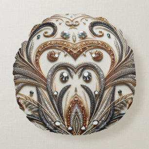 Coussins Ronds Schéma floral brillant avec pierre de gemme