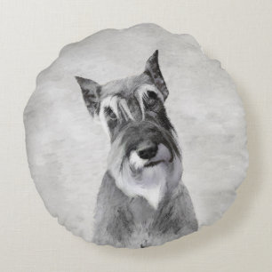 Coussins Ronds Schnauzer (Giant) Peinture - Chien Art