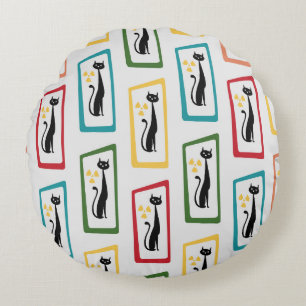 Coussins Ronds Schrödinger's Cat Mid Century Moderne multicolore