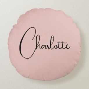 Coussins Ronds Script de calligraphie minimaliste Nom Rose Or