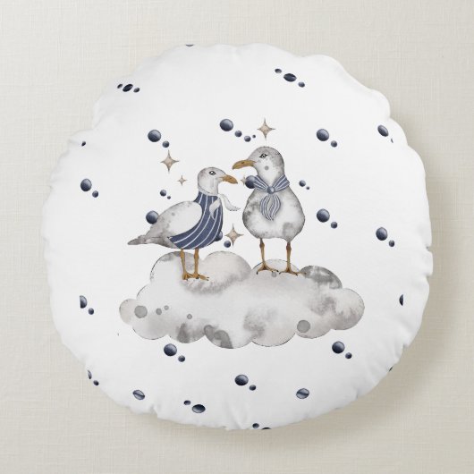 Coussins Ronds Seagull Adventure Baby - Nautical Nursery (Devant)