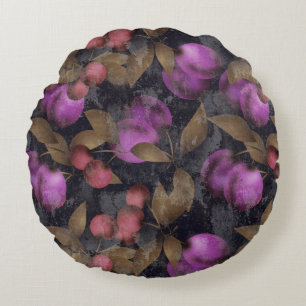 Coussins Ronds Seamless dark plum fruits purple berries cherry