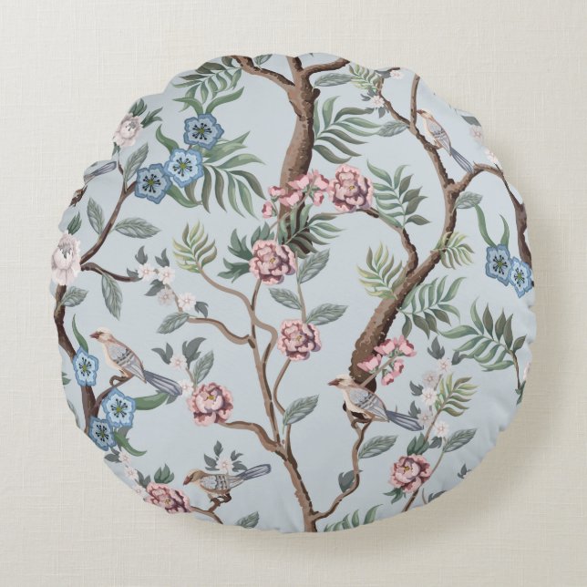 Coussins Ronds Seamless pattern in chinoiserie style with peonies (Devant)