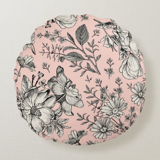 Coussins Ronds Seamless pattern. Realistic blooming isolated flow (Devant)