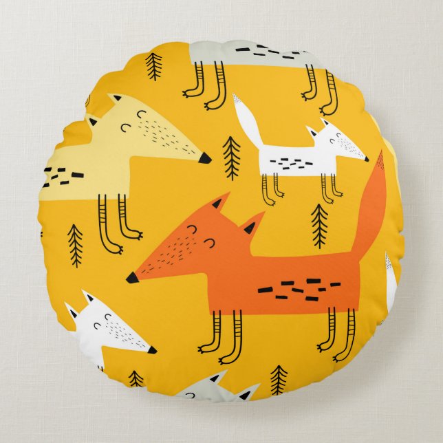 Coussins Ronds Seamless pattern with cartoon foxes, decor element (Devant)