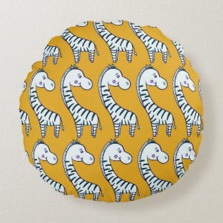 Coussins Ronds Seamless pattern with cute cartoon zebras yellow b