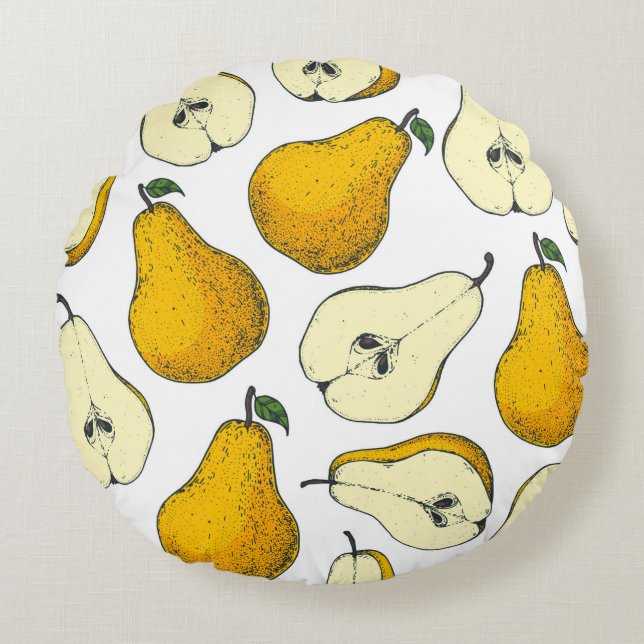 Coussins Ronds Seamless pattern with pear. Hand drawn pattern bac (Devant)