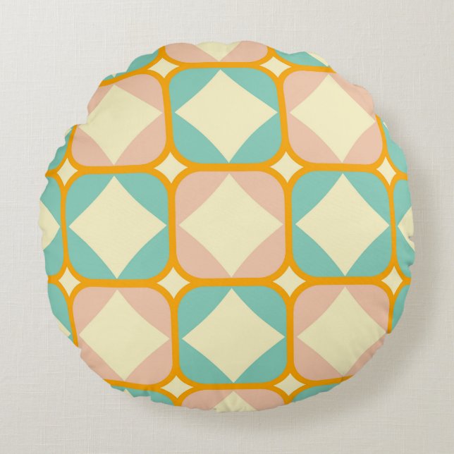 Coussins Ronds Seamless retro pattern with rounded squares (Devant)