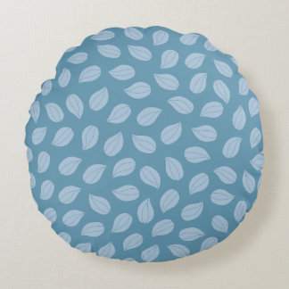 Coussins Ronds Seamless Soft Blue Leaf Pattern