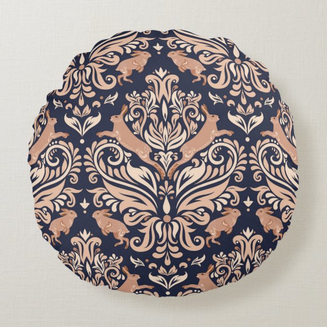 Coussins Ronds Seamless symmetrical pattern in the Damask style.  (Devant)