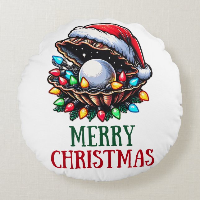 Coussins Ronds Seashell Clam Shell Beach Noël Casquette Noël Noël (Devant)
