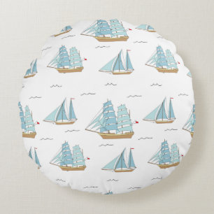 Coussins Ronds Seatime été Cute yachts avec Sac fourre-tout à voi