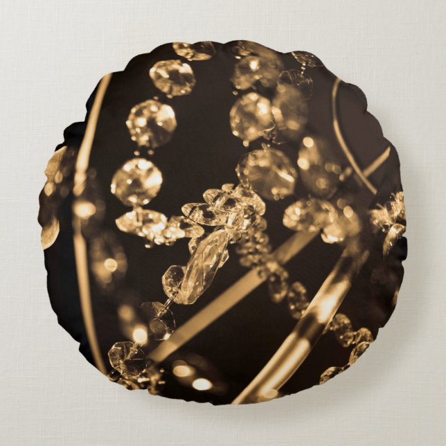 Coussins Ronds Sepia Abstrait lustre en cristal (Devant)