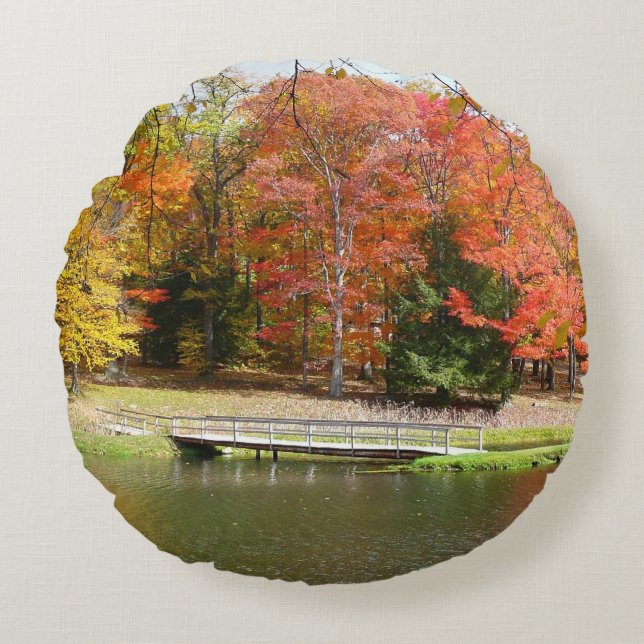 Coussins Ronds Sept sources Pont d'automne III Paysage d'automne (Devant)