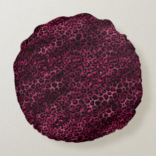 Coussins Ronds Série Bourgogne et Or Léopard Design 9