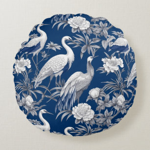 Coussins Ronds Série Chinoserie bleu et blanc Design 7