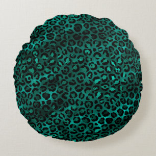 Coussins Ronds Série Teal et Gold Leopard Design 5