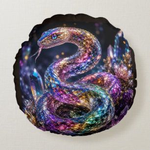Coussins Ronds Serpent de cristal de luxe Glamour noir or