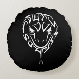 Coussins Ronds Serpent tribal noir et blanc