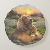 Coussins Ronds setter irlandais avec chiot (Dos)