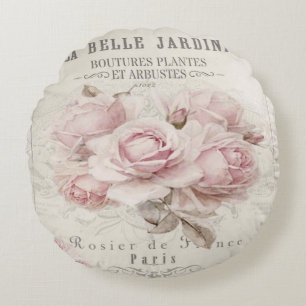 Coussins Ronds shabby chic, rustique, vintage, floral, collage, p