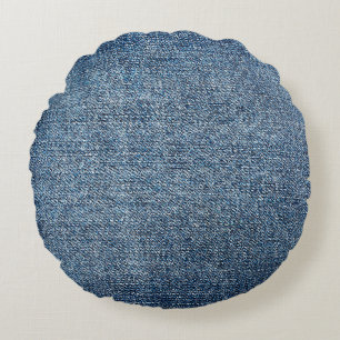 Coussins Ronds Shabby texture denim pour arrière - plan. Jeans bl