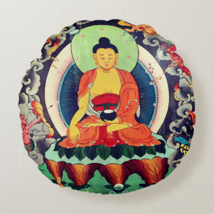Coussins Ronds Shakyamuni Bouddha peinture, Himalaya - Népal