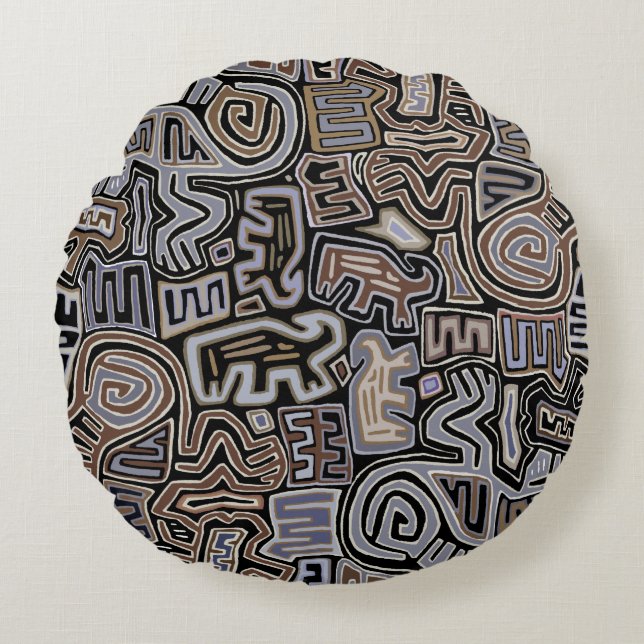 Coussins Ronds Shaman Peyote Serpent spirituels rituels (Devant)