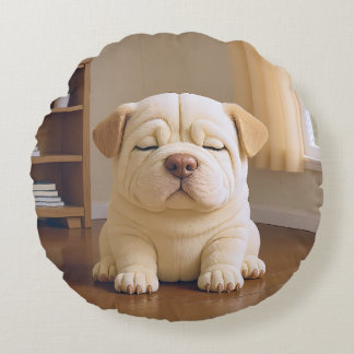 Coussins Ronds Shar Pei Puppy - Soft Serenity by WangWang