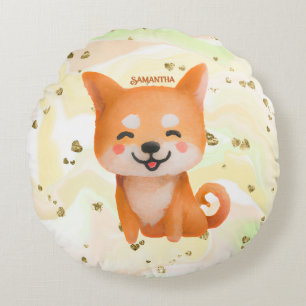 Coussins Ronds Shiba Inu souriant mignon