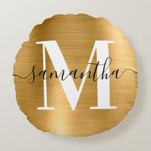 Coussins Ronds Signature Moderne Monogramme Gold Foil Photo