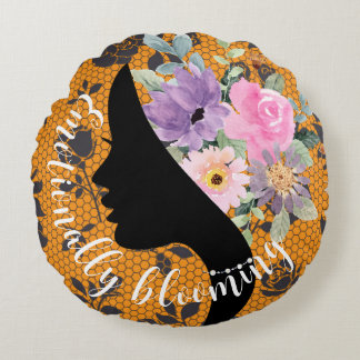 Coussins Ronds Silhouette chic élégant Fleurs romantiques Graphiq