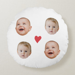 Coussins Ronds Simple Baby Face Avec coeurs 2 Photo