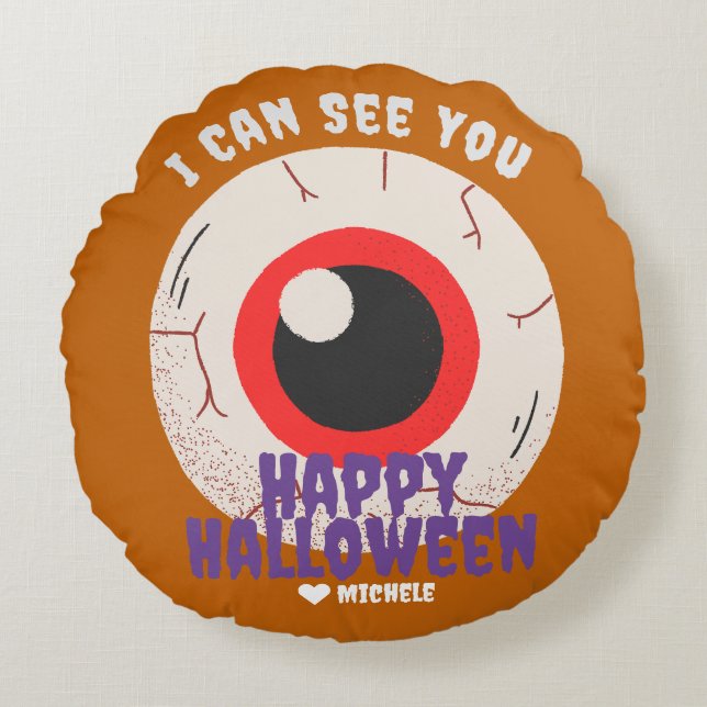 Coussins Ronds Simple Happy Halloween un oeil famille et amis (Devant)